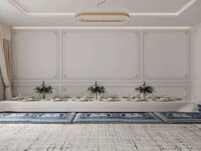 Elegant Neoclassical Living Room  Luxury Interior 3D Scene  3D model