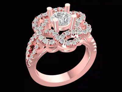 Luxury Double Halo Diamond Engagement Ring  2172 3D print model