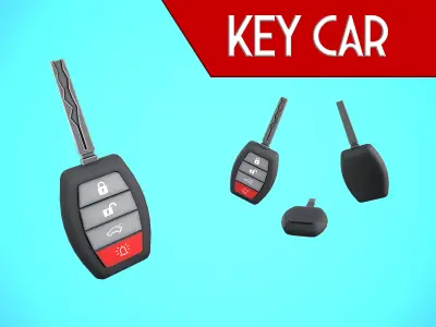 KEY CAR ALARM CARTOON STYLIZED Low-poly 3D model