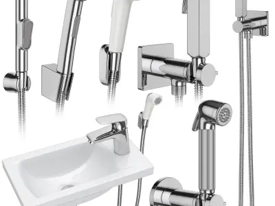 Hygienic shower Hansgrohe and Bossini set 158 3D model