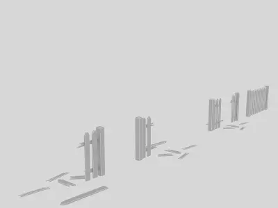 broken garden fence Low-poly 3D model