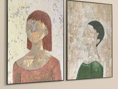 Plaster Two Photo Frame 294 Low-poly 3D model