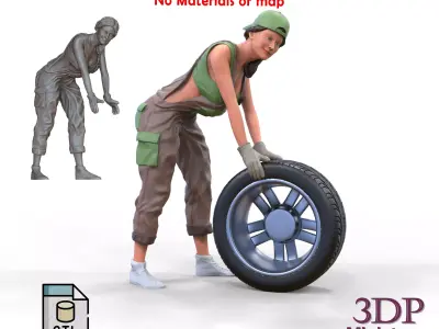 N1 woman mechanic 3D print model
