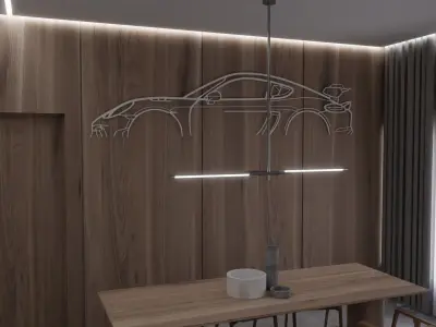 Metal wall art car silhouette Low-poly 3D model