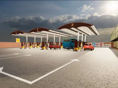 fuel station Low-poly 3D model