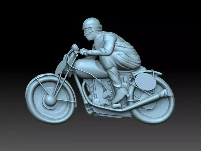 Motorcyclist person riding motorcycle 3D print model