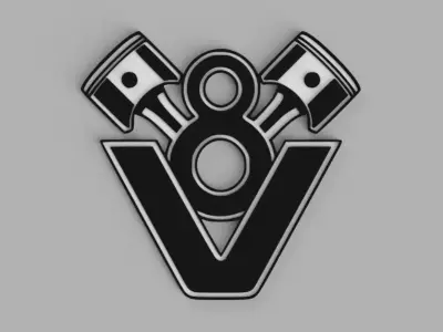 V8 Engine Pistons Logo Wall Picture 3D print model