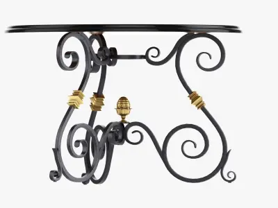 Wrought round iron table 3D model