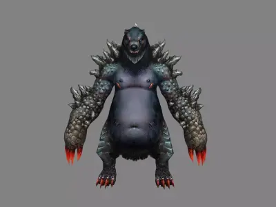 Godzilla - black bear monster Low-poly 3D model