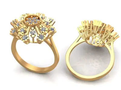 Unique Gold Diamonds Ring  3D print model