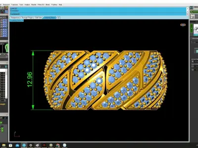 Luxury Pave Leaf Pattern Wide Band Ring for Men  4324 3D print model