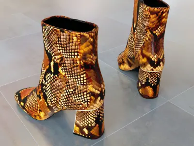 Luxury Snake Print Ankle Boots  Low-poly 3D model