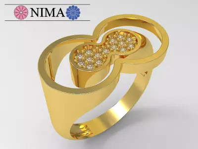 Elegant Infinity Gold Ring with Diamonds Free 3D print model