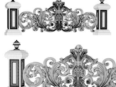 Classic Ornamental Balustrade with Decorative Columns 3D model