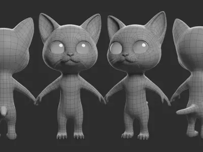 Cat Cartoon  Low-poly 3D model buy