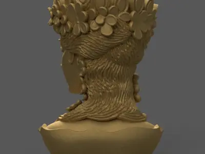 Elegant woman Head planter candy container candle holder 3D print model