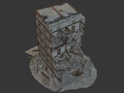 destroyed building Low-poly 3D model