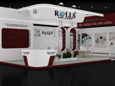 10mtr x 6mtr expo stall 2side open Exhibition Stand Design Low-poly 3D model
