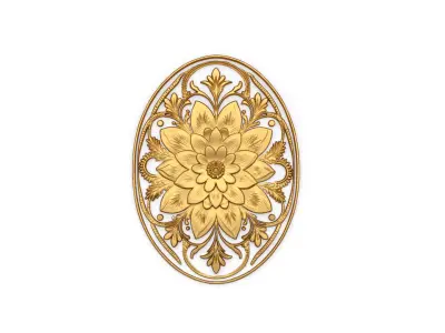 Classic oval carved decor ornament 02 3D model