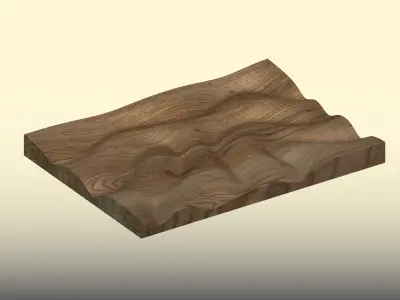 3D Wavy Wooden Panel STL Digital CNC  for Wall Furniture Decor  3D print model