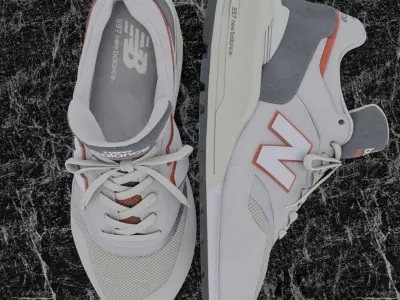 NEW BALANCE 997 3D SHOES - WHITE - RED Low-poly 3D model