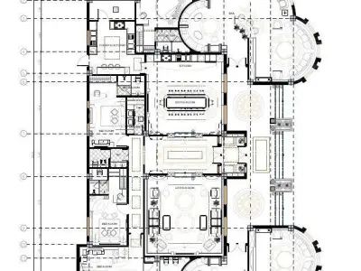 Classic Luxury Villa Plan  430 sqm 4 Bedrooms  2 Guest Salons  3D model