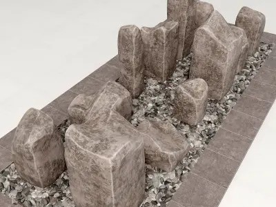 Square stone block pebble fundament n1  3D model