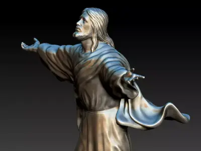 Jesus go to heaven statue 3D model