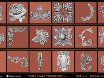 Fred 96 Ornament IMMBRUSH 3dModels Vol 2 Low-poly 3D model