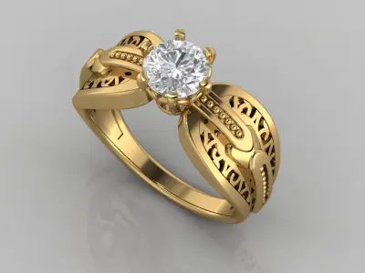 STL 3DM Print Ready Women Diamond Ring Lightweight Printable  3D print model 169