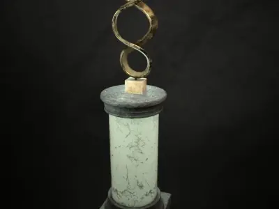 Bronze Sculpture on Pillar Low-poly 3D model