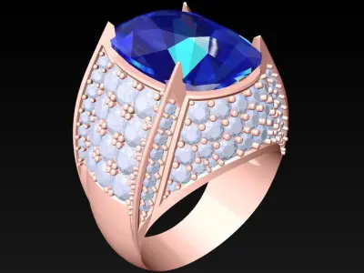 Oval stone ring - Mens Rings - N3596 3D print model