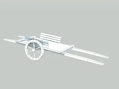 Wooden Cart Low-poly 3D model
