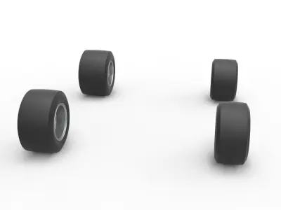 Wheel set of Pavement 600 Micro sprint car Scale 1 to 25 3D print model