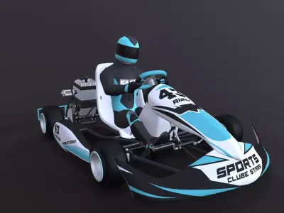 LowPolyKartWithPlayer1 go kart Low-poly 3D model