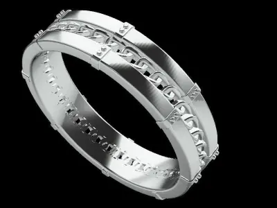 Men Gold Band with chain link pattern 3D print model