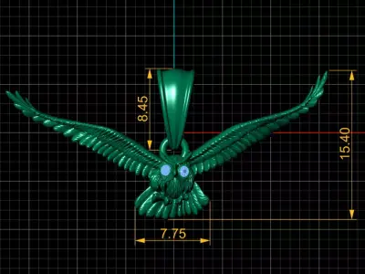 gold owl pendant  3D print model