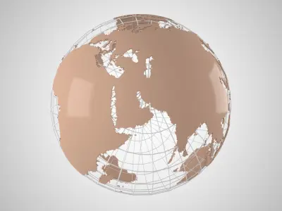 Globe News Skeleton Almond Color 3D model