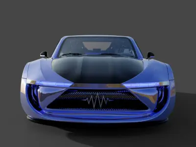 Futuristic black silver and blue concept car 3D model
