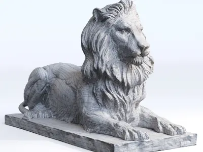 Recumbent Lion Lowpoly PBR Low-poly 3D model