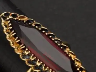 Natural Garnet Ring Gold-Marquise  beautiful design Free 3D print model