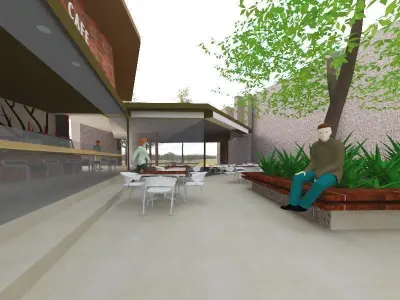 chofeeshop and library outdoor 3D print model