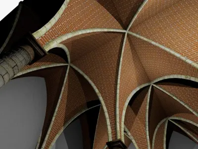 Vaulting 5-3   Gothic   750cm spaced   with thick curbs Low-poly 3D model