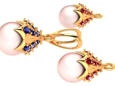 Pearl Pendant and Earrings 3D print model