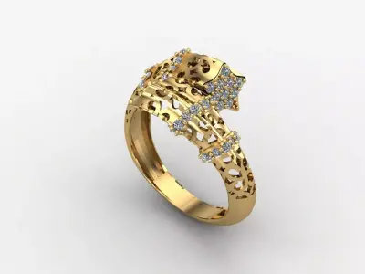 Two Head Women Ring 3DM Womens Ring 3d models 3D print model 3D print model 14