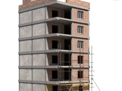half-finished building Low-poly 3D model