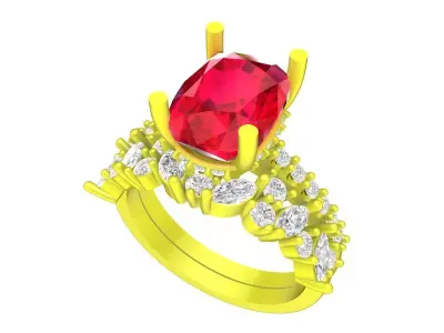 A7534 Luxury Cushion Diamond Engagement Ring 3D Model 3D print model