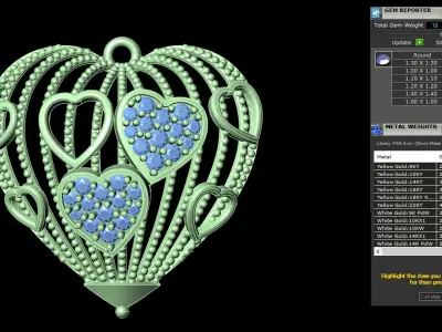 light weight yellow gold  diamond pendent -DOC-P8000 3D print model
