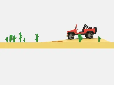 Cartoon Jeep Wrangler Low-poly 3D model