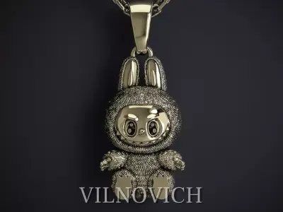 LABUBU PENDANT HOLLOW AND MONOLITHIC 3D print model